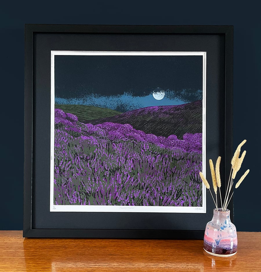 Original screen print 'Moonlit Heather'