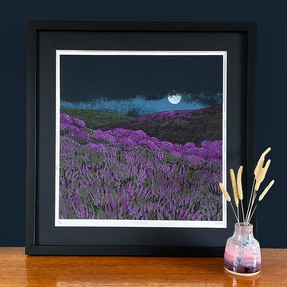 Original screen print 'Moonlit Heather'