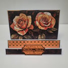 Handmade Birthday Card, Elegant Rose Birthday Card, Luxury Floral Birthday Card