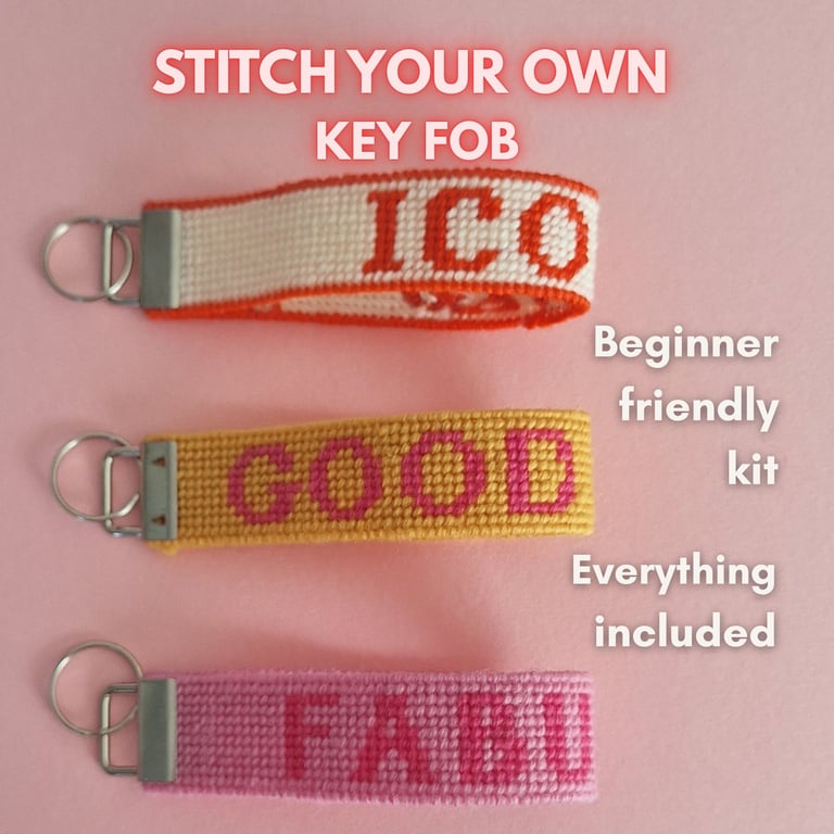 Needlepoint Key Fob Kit – Stitch Your Own Bag Charm – Chose Your Design