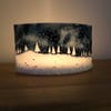 Fused glass curved glass winter scene 