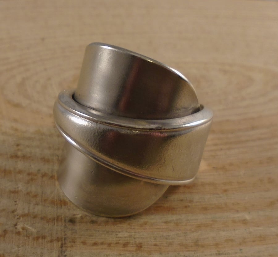 Upcycled Silver Plated Gothic Wrap Spoon Ring SPR122006