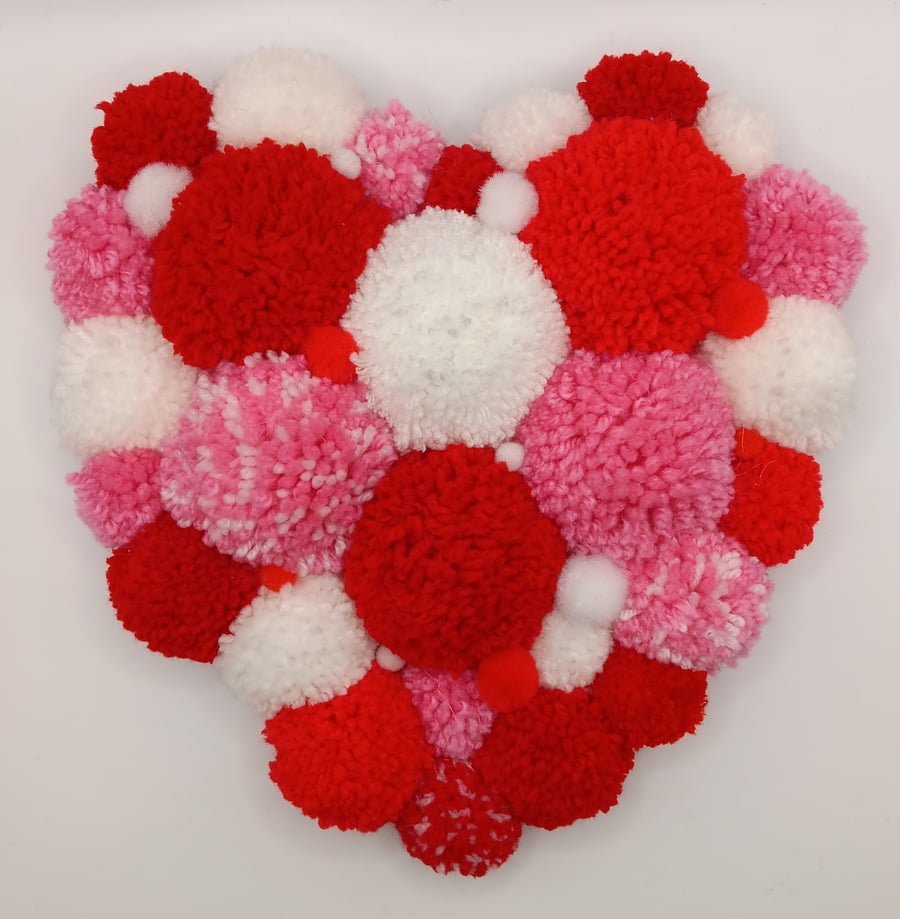 Pom Pom Love Heart Wall Plaque