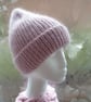 Hand knitted pink beanie, Fashion pointy beanie, Merino cotton mohair blend - Image 4