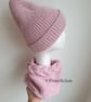 Hand knitted pink beanie, Fashion pointy beanie, Merino cotton mohair blend - Image 5