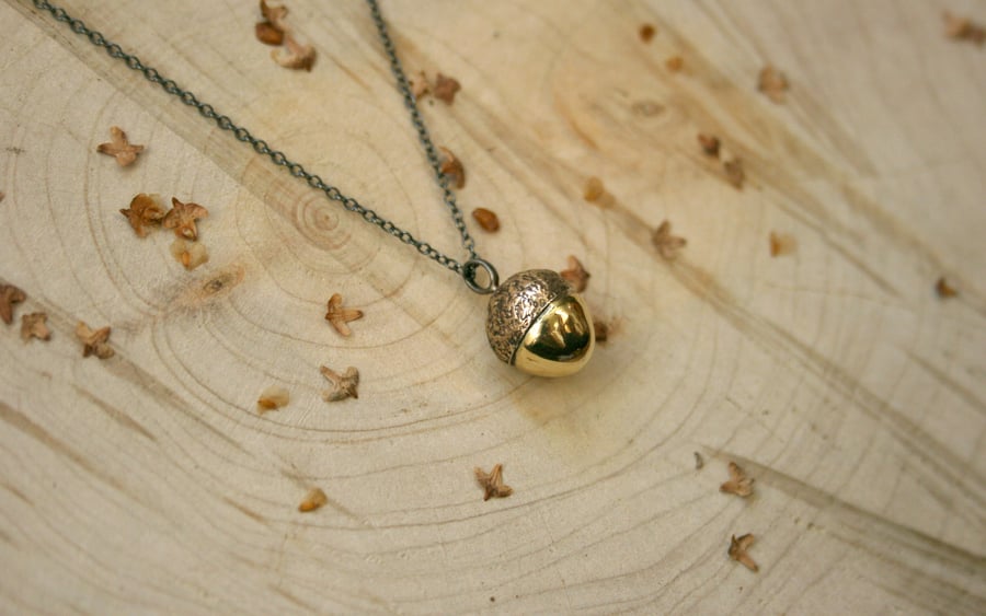 Handmade Brass Acorn Necklace