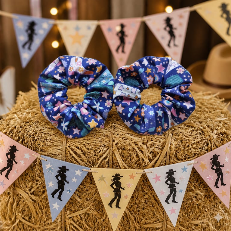 x2 Line Dancing Hair Scrunchies 