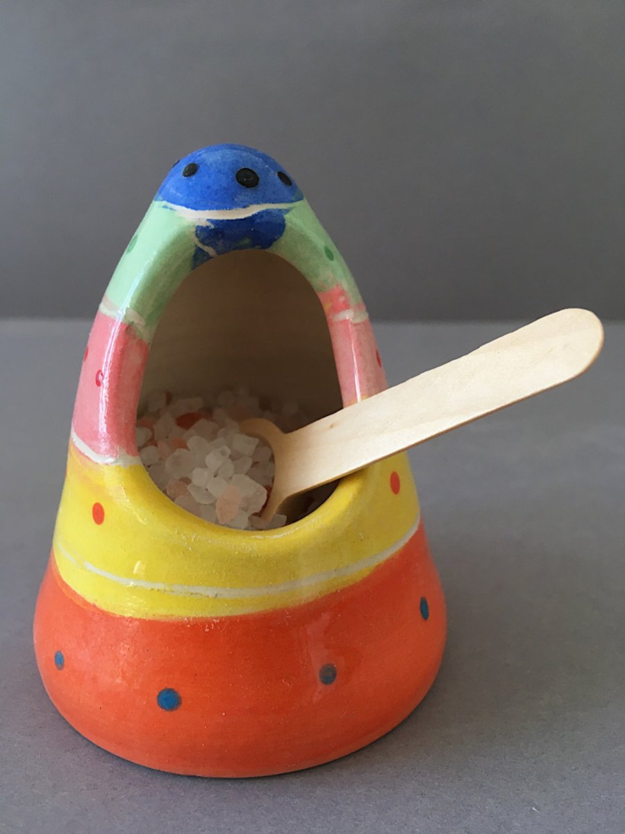 Stripey ceramic Salt Pig