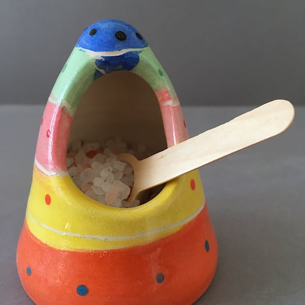 Stripey ceramic Salt Pig