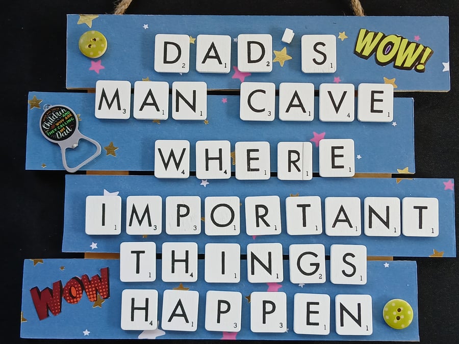 Hand decorated hanging wooden sign 