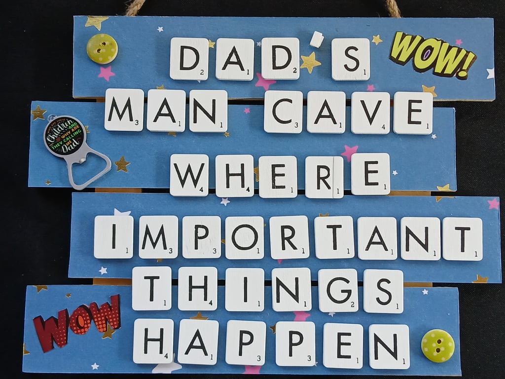 Hand decorated hanging wooden sign 