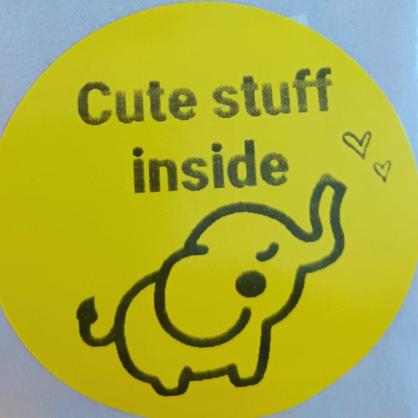 50 'Cute Stuff Inside' Thermal Printed Stickers (EY)