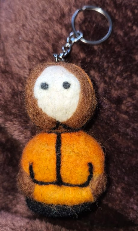 Needle Felted TV-Inspired Character Keyring – Handmade Wool Figure