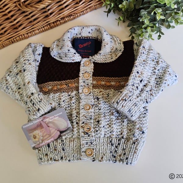 Baby Boys Cardigan Hand Knitted Size 6-12 months size