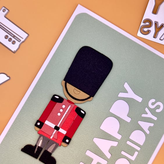 Handmade Christmas Card, Nutcracker Design, Festive Greeting Card, Fun Holiday