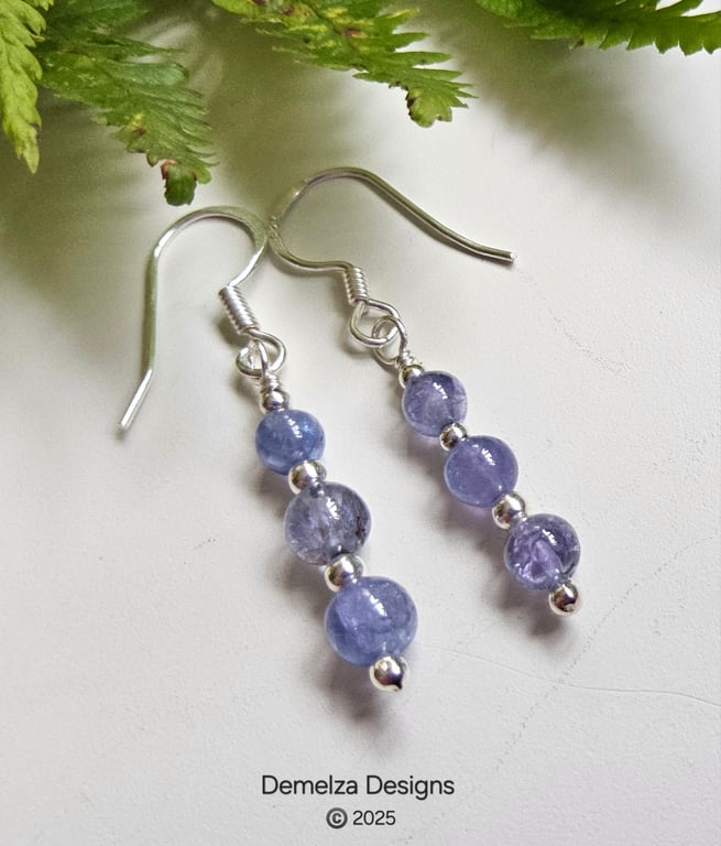 Designer AA 5.55ct Tanzanite Sterling Silver Earrings 