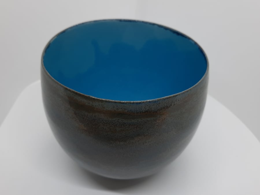 Large ceramic turquoise bowl