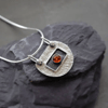 Handmade sterling silver textured amber pendant necklace