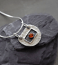 Handmade sterling silver textured amber pendant necklace