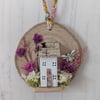 Bee Cottage - Handmade Tiny Wooden Hanging Home Decor 