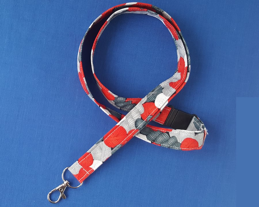 Balls of Wool Fabric Lanyard, teacher gift - Free P&P