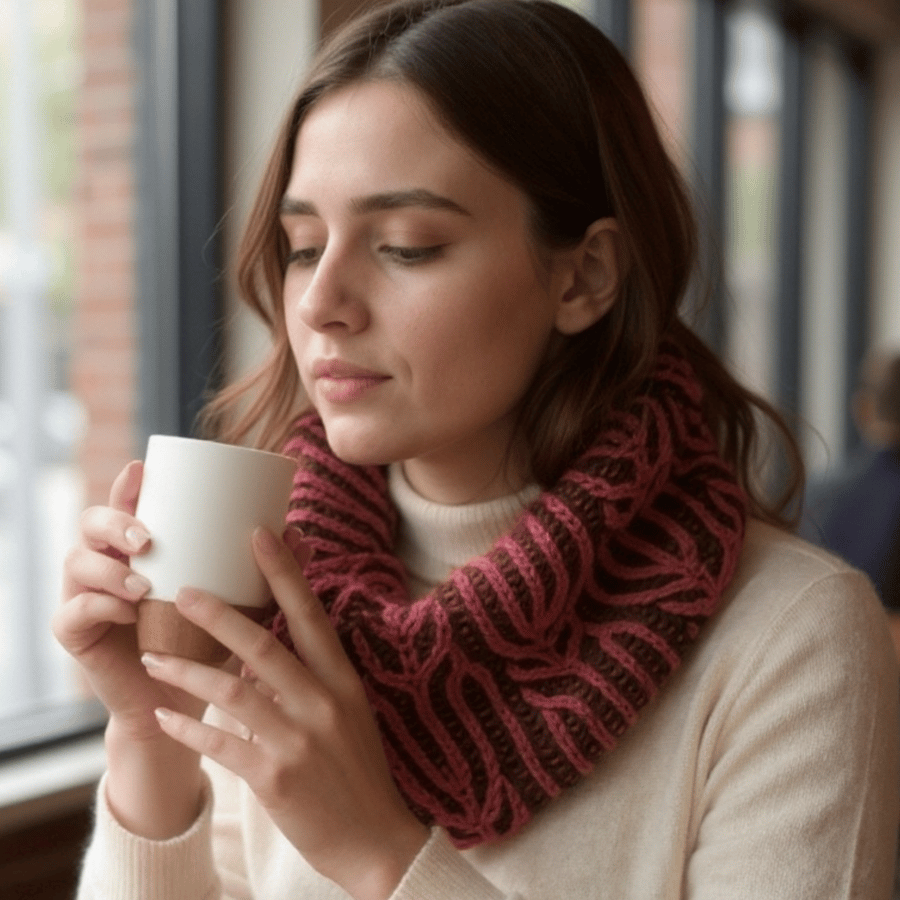 Hand Knitted Brioche Cowl 