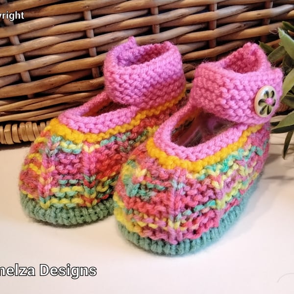 Baby Girl's Funky Knitted Shoes  0-6 months size