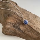 Sodalite Drop Necklace, sterling silver 