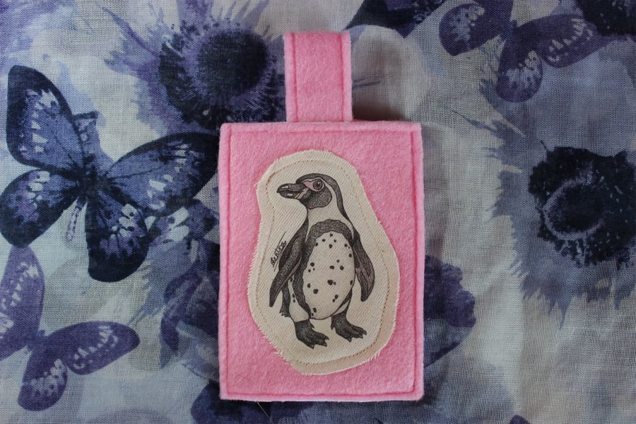 SALE ITEM - Penguin Card Holder Cute Bag Accessory Label