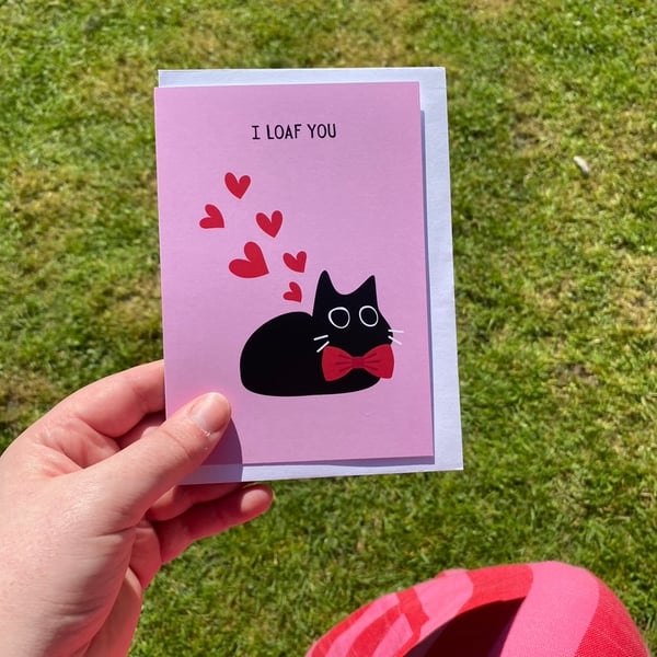 I Loaf You Funny Cat Valentines Card
