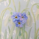 Blue FORGET-ME-NOT BROOCH : Hand Painted Forget-Me-Not Lapel Flower Pin