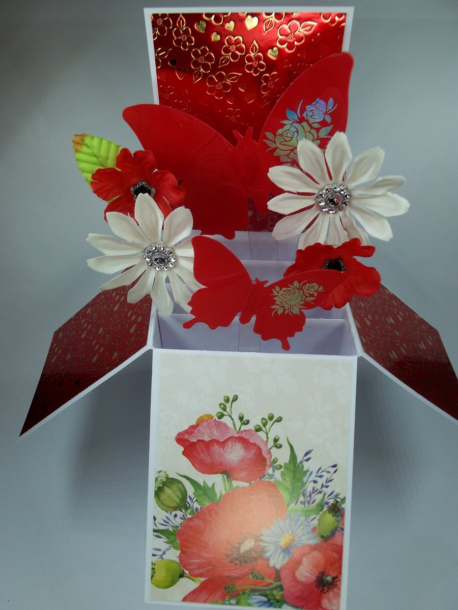 Ladies Birthday Card with butterflies and flowers