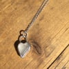 Handmade Welsh Warm-Grey Heart Sea Glass & Silver Pendant & Silver Necklace
