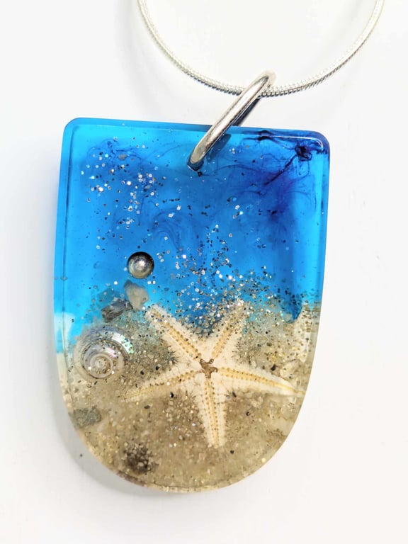 Beachy Themed Resin Pendant