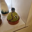 Hilltop! Needle felted Welsh diorama scene in a terracotta dish