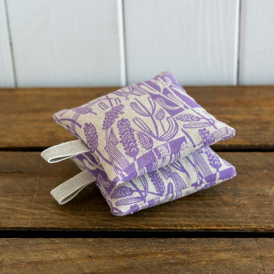 Set Of Two Lavender Bags With Loops