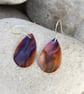 Flame painted copper teardrop earrings - Image 2