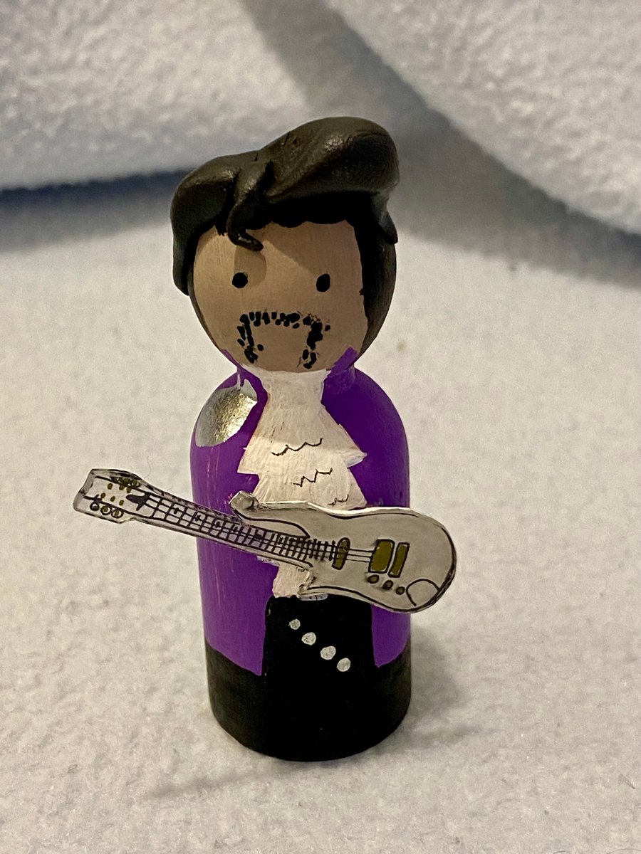 Prince Pop Icon Handpainted Wooden Peg Doll
