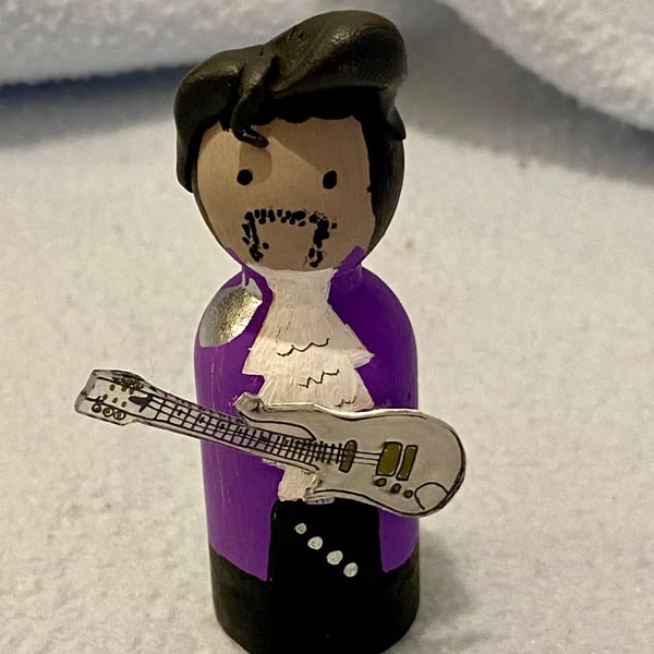 Prince Pop Icon Handpainted Wooden Peg Doll