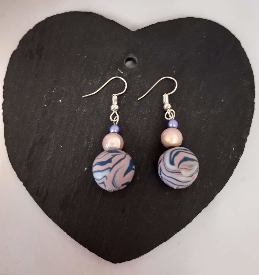 Handmade polymer clay dangly earrings