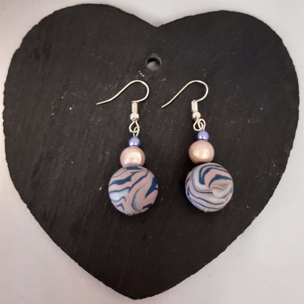 Handmade polymer clay dangly earrings