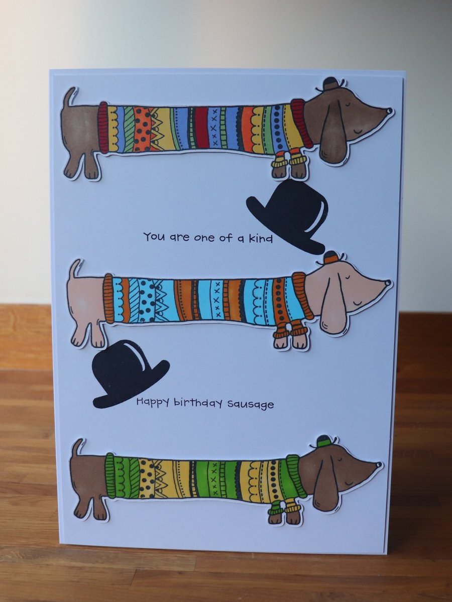 A4 Card, Sausage Dogs.