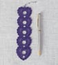 Bookmark, hearts bookmark, embroidered lace, purple - Image 5