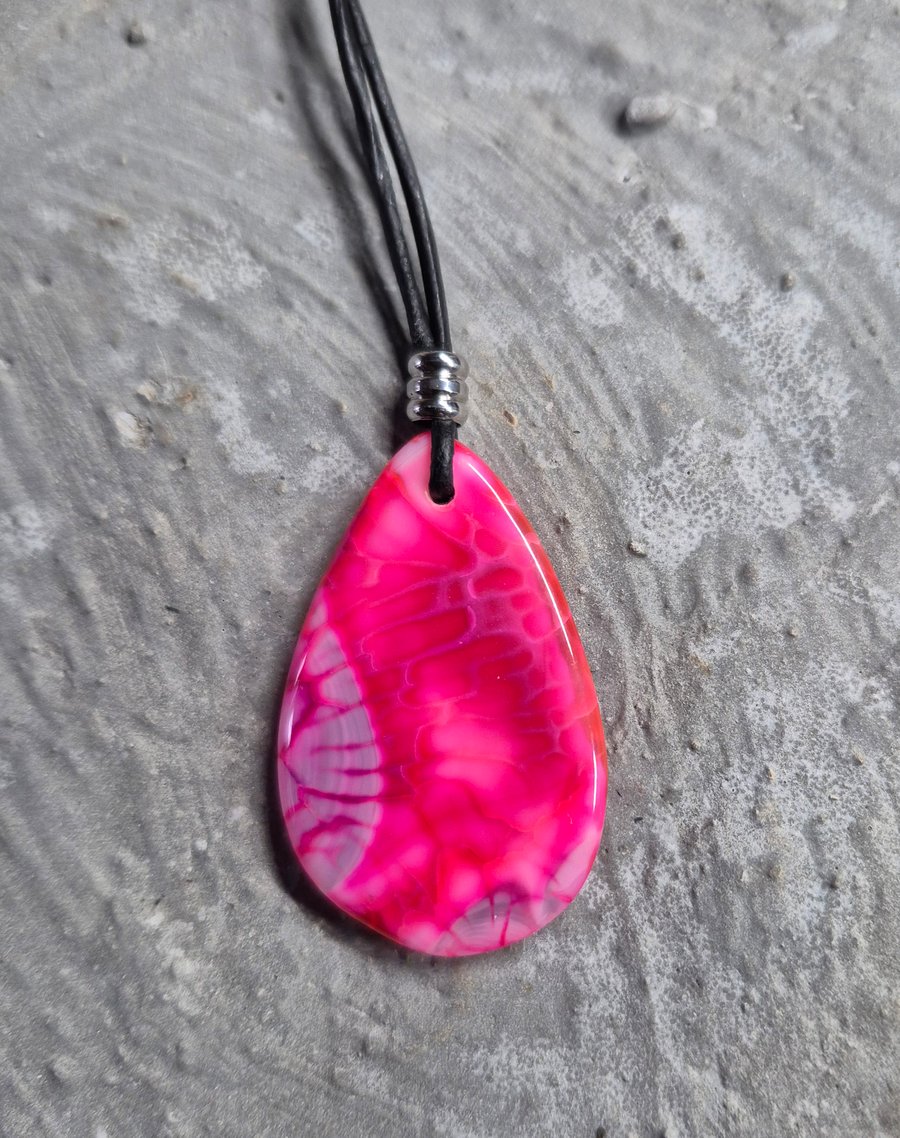 Red Grey Dragon Vein teardrop pendant