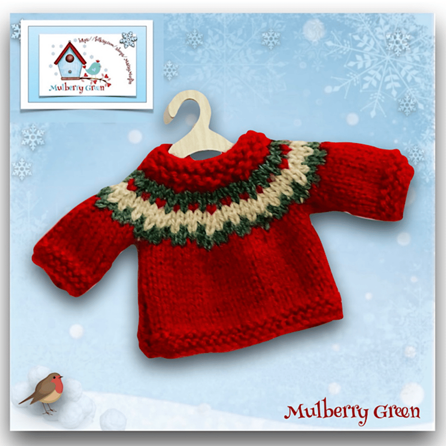 Reserved for Maddie - Red Patterned Yoked Jumper