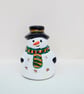 Hand-Painted Snowman Tea Light Holder - Ceramic Christmas Candle Holder
