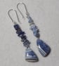 Sterling Silver, Blue Opal & Kyanite Unique Asymmetric Earrings