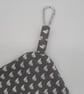 Peg bag small, sale, light grey and white sail boat cotton, carabiner clip.  - Image 4