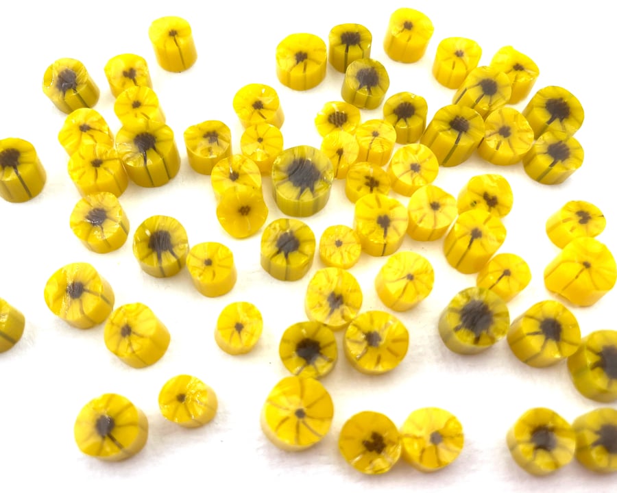 Sunflower murrini made with Bullseye 90coe glass