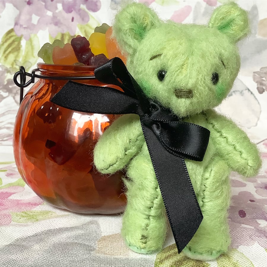 Kim, miniature Halloween bear, hand sewn collectible bear 